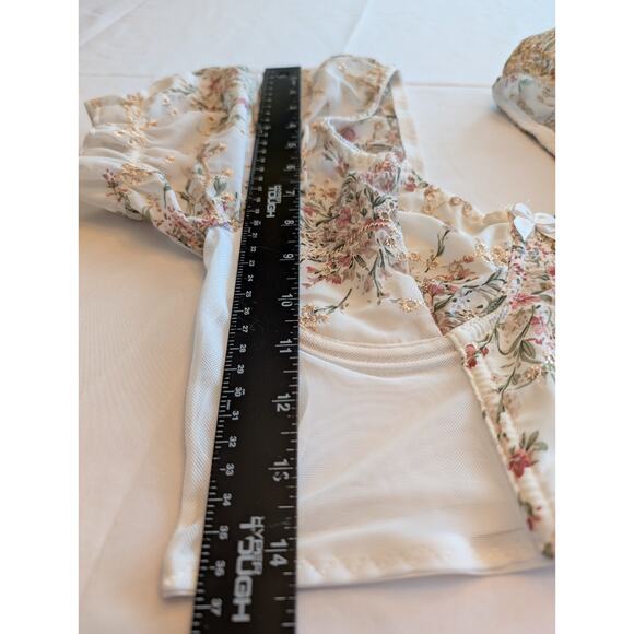 Women's Floral Puff Sleeve Fairy Festival Corset Top Size S Peasant‎ - Picture 7 of 8